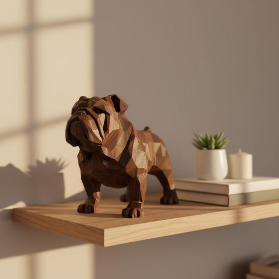 English Bulldog Sculpture | Bulldog Lover Gift | Chunky Dog Art | Modern Geometric Bulldog Decor | Bully Memorial Keepsake | Low Poly