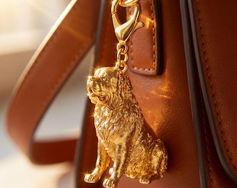 Saint Bernard Gold Dog Sculpture Bag Charm thumbnail 1