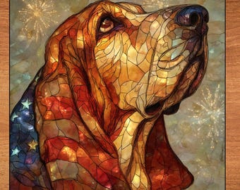 Basset Hound USA Flag Patriotic Dog Ceramic Tile thumbnail 1