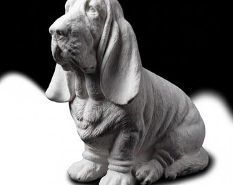 Basset Hound Realistic Seated Dog Statue thumbnail 2