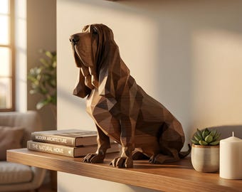 Bloodhound Low-Poly Geometric Dog Statue thumbnail 1