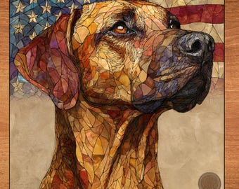 Rhodesian Ridgeback USA Flag Patriotic Dog Ceramic Tile thumbnail 1