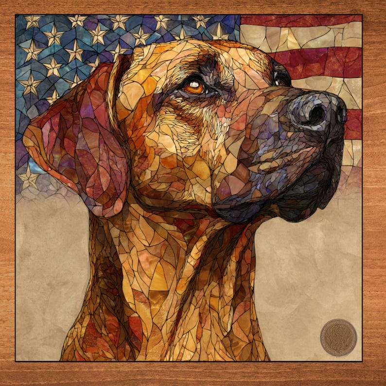 Rhodesian Ridgeback USA Flag Patriotic Dog Ceramic Tile