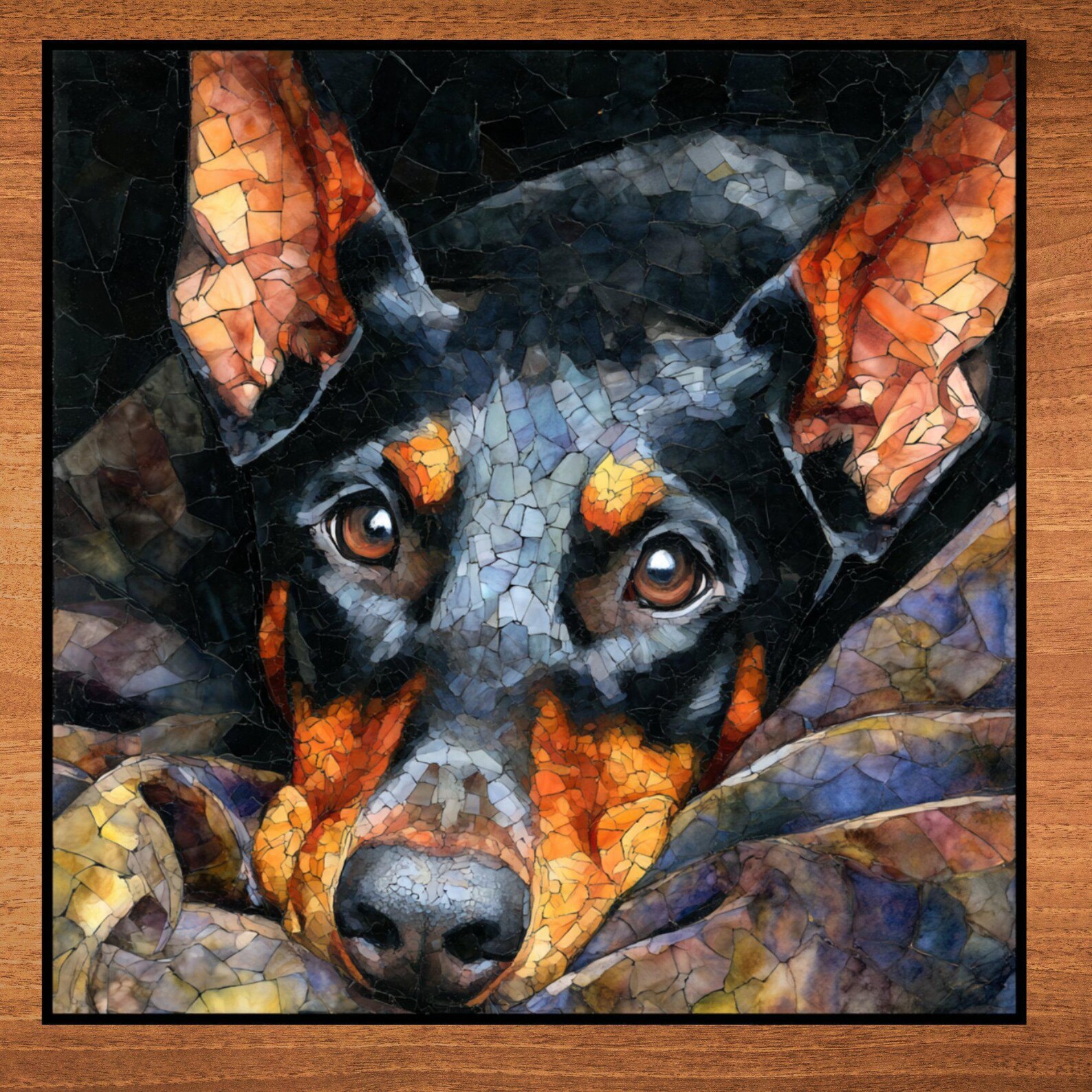 Doberman Pinscher Under the Blanket Ceramic Tile