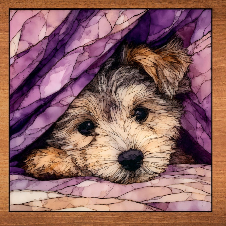 Yorkipoo Under the Blanket Ceramic Tile