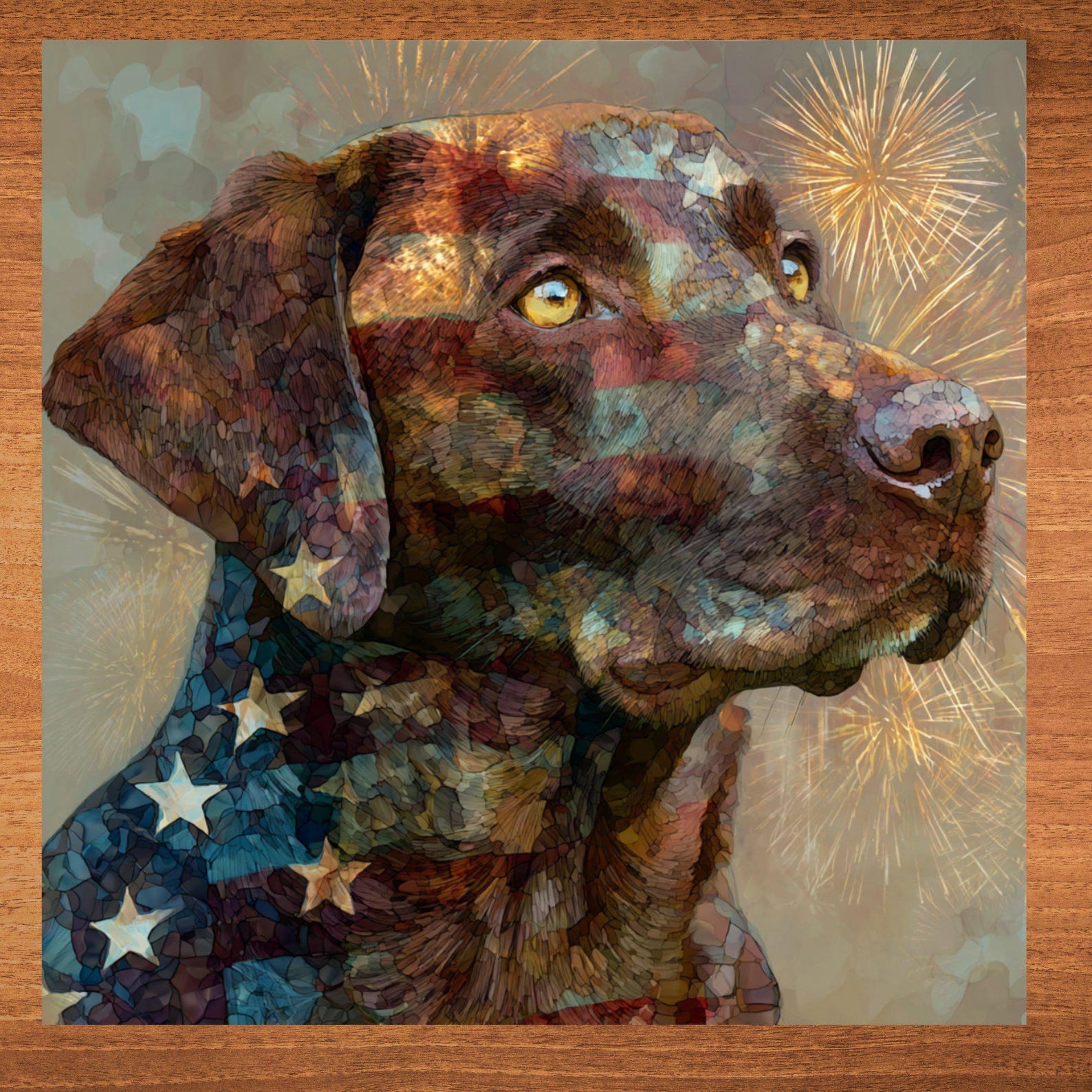 Chesapeake Bay Retriever USA Flag Patriotic Dog Ceramic Tile