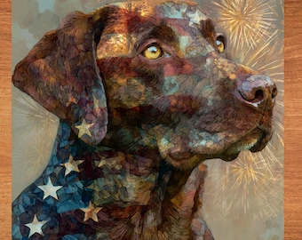 Chesapeake Bay Retriever USA Flag Patriotic Dog Ceramic Tile thumbnail 1