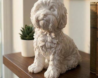Maltese Realistic Seated Dog Statue thumbnail 1