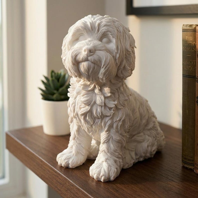 Maltese Realistic Seated Dog Statue