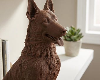 Belgian Malinois Realistic Seated Dog Statue thumbnail 1