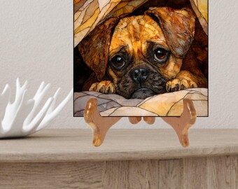 Puggle Under the Blanket Ceramic Tile thumbnail 2