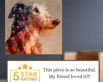 Irish Wolfhound USA Flag Patriotic Dog Ceramic Tile thumbnail 4