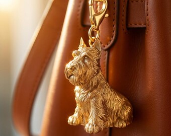 Scottish Terrier Gold Dog Sculpture Bag Charm thumbnail 1
