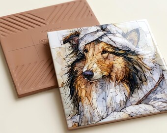 Rough Collie Spa Dog Ceramic Tile thumbnail 3