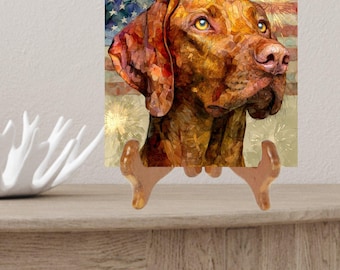 Vizsla USA Flag Patriotic Dog Ceramic Tile thumbnail 2