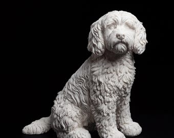 Cockapoo Realistic Seated Dog Statue thumbnail 2