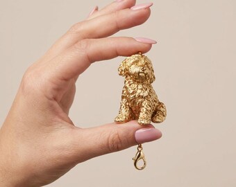 Maltipoo Gold Dog Sculpture Bag Charm thumbnail 4