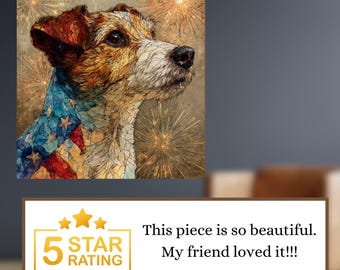 Russell Terrier USA Flag Patriotic Dog Ceramic Tile thumbnail 4