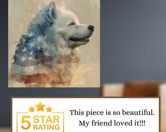 American Eskimo Dog USA Flag Patriotic Dog Ceramic Tile thumbnail 4