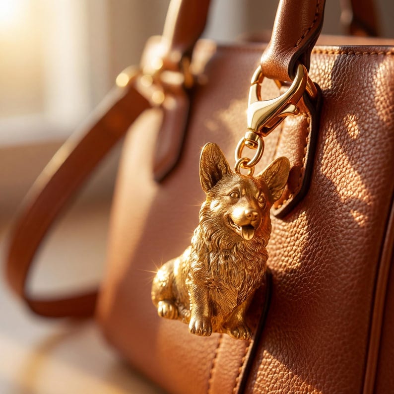 Pembroke Welsh Corgi Gold Dog Sculpture Bag Charm