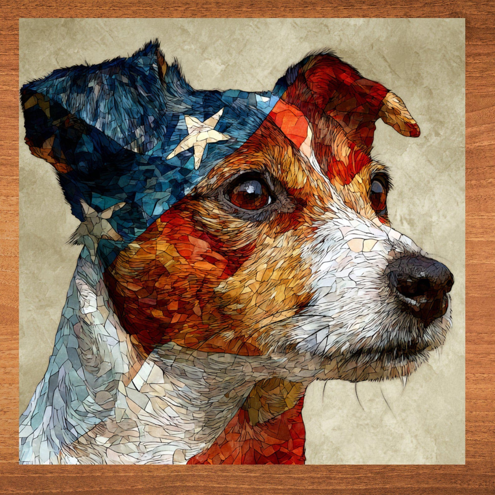 Jack Russell Terrier USA Flag Patriotic Dog Ceramic Tile