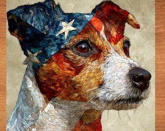 Jack Russell Terrier USA Flag Patriotic Dog Ceramic Tile thumbnail 1