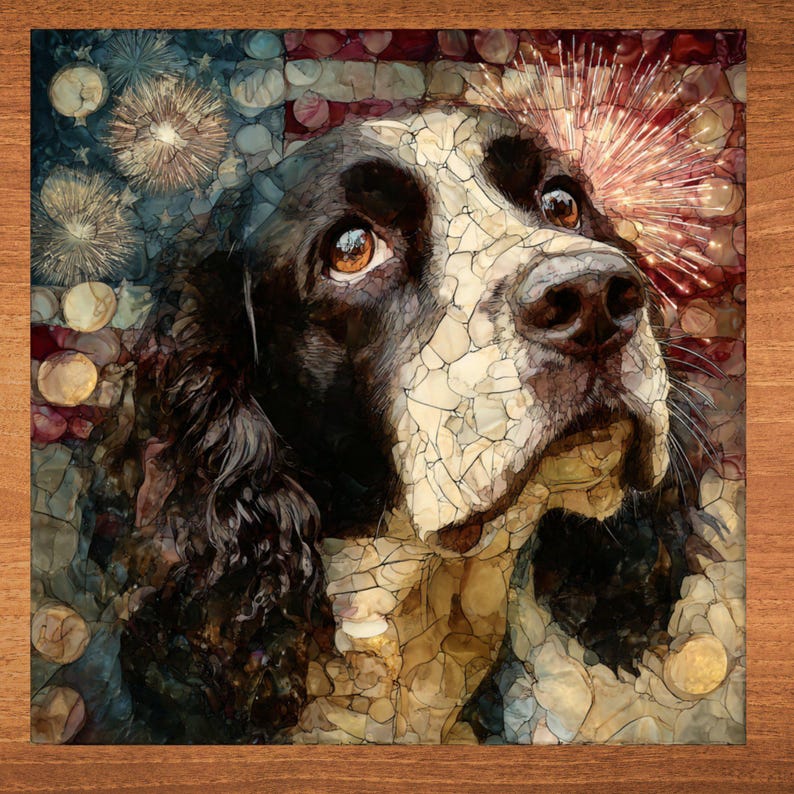 English Springer Spaniel USA Flag Patriotic Dog Ceramic Tile