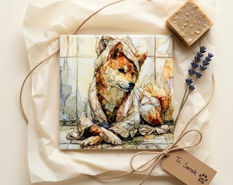 Shiba Inu Spa Dog Ceramic Tile thumbnail 2