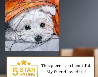 Maltese Under the Blanket Ceramic Tile thumbnail 3
