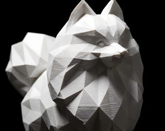 Pomeranian Low-Poly Geometric Dog Statue thumbnail 2