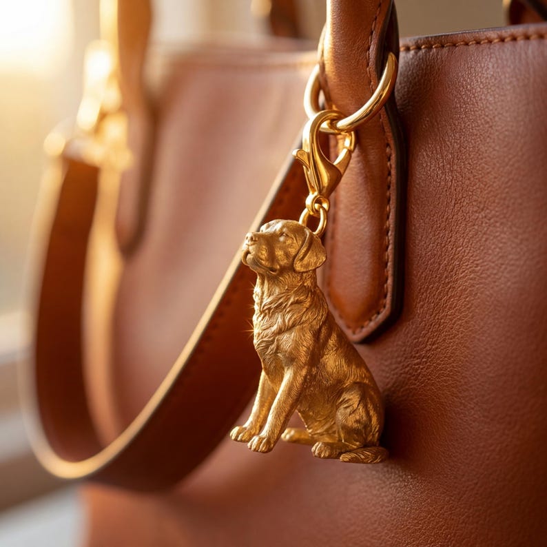 Labrador Retriever Gold Dog Sculpture Bag Charm