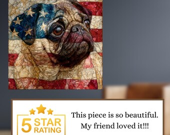 Pug USA Flag Patriotic Dog Ceramic Tile thumbnail 4