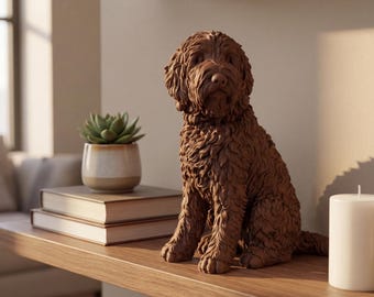 Sheepadoodle Realistic Seated Dog Statue thumbnail 4