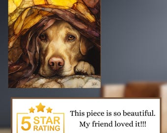 Labrador Retriever Under the Blanket Ceramic Tile thumbnail 3