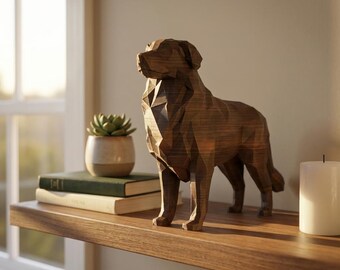 Australian Shepherd Low-Poly Geometric Dog Statue thumbnail 1