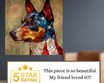 Rat Terrier USA Flag Patriotic Dog Ceramic Tile thumbnail 4