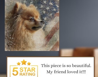 Pomeranian USA Flag Patriotic Dog Ceramic Tile thumbnail 4
