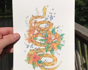 Yellow Snake with Flame Azaleas