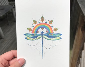 Rainbow Dragonfly Print