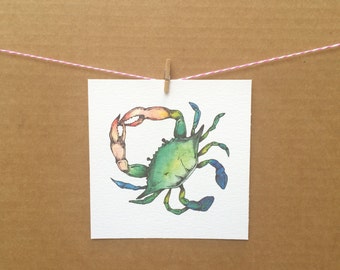 Watercolor/Ink-Animal-Crustacean-Crab