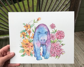 Galaxy Bear with Mountain Florals