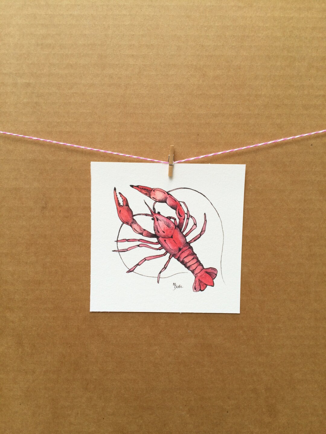 Watercolor/ink-animal-crustacean-crawfish - Etsy