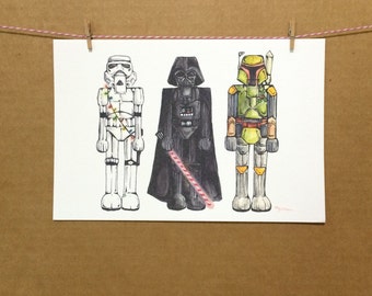 Watercolor/Ink-Xmas-Star Wars Nutcrackers