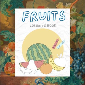 Libro para colorear de frutas kawaii imprimible para niños / 20 divertidas páginas digitales para descargar / Dibujos para colorear de animales y frutas