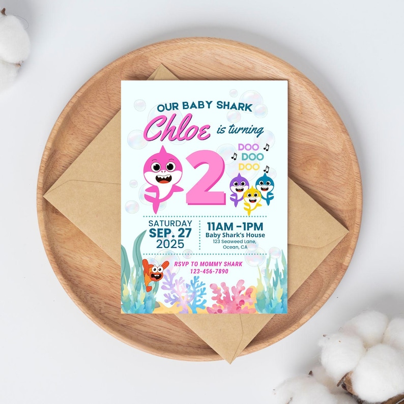 Shark Birthday Invitation: Editable Under the Sea Party (Digital Download) image 1