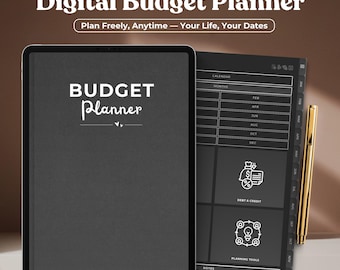 Dark Digital Budget Planner: Finance Tracker, GoodNotes, Notability (Instant Download)