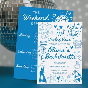Mamma Mia Theme Bachelorette Invitation and Itinerary || Voulez Vous, She&#39;s Saying I Do || Digital Download
