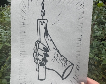 Hand Art Print “Inordinate Vigils”  - Linocut Unframed Print
