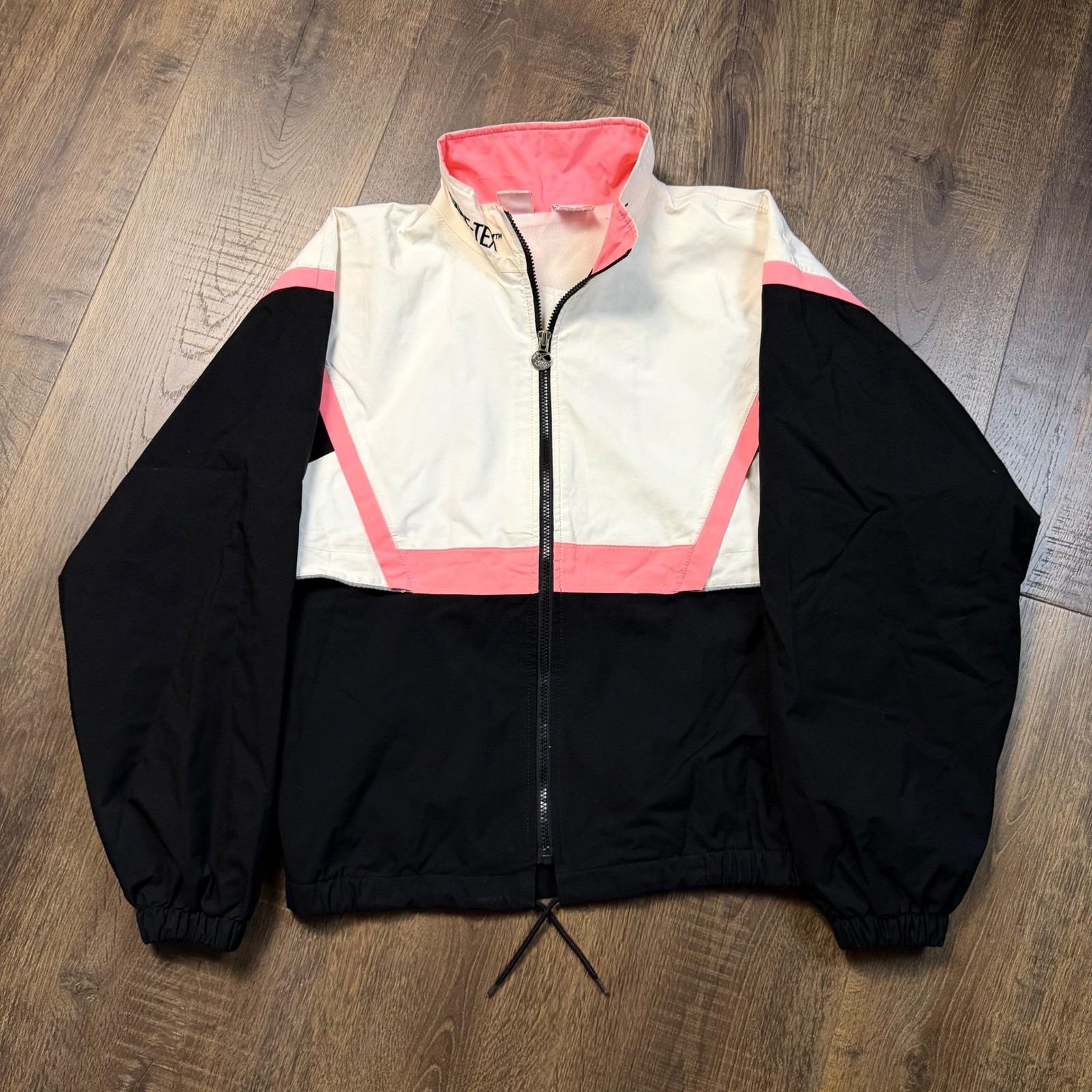 Asics, Vintage 90s ASICS Gore-Tex Womens L Black Pink Colorblock Windbreaker Jacket