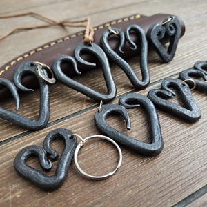 Hand Forged Steel Heart Pendant – Anniversary Gift – Necklace or Keychain – Rustic Forged Finish